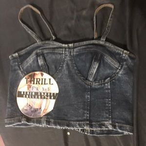 Thrill denim corset crop shirt